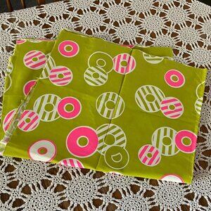 Vintage 83” x 35” Piece of Loud Color Material with Circles – Green, Pink, White